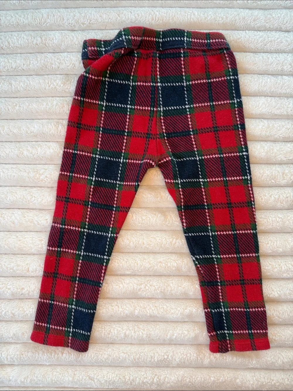 Janie and Jack Red Green Navy Plaid Knit Leggings